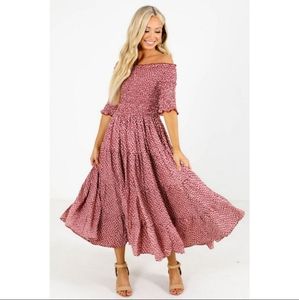 Smocked floral tiered dress